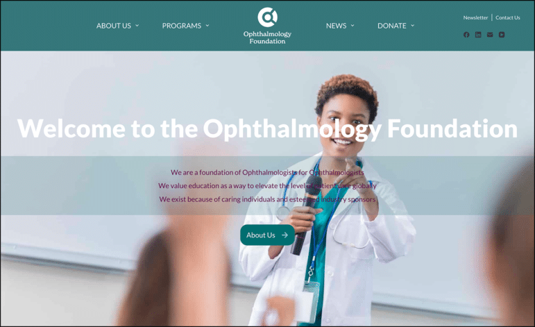 Screenshot of the Ophthalmology Foundation website